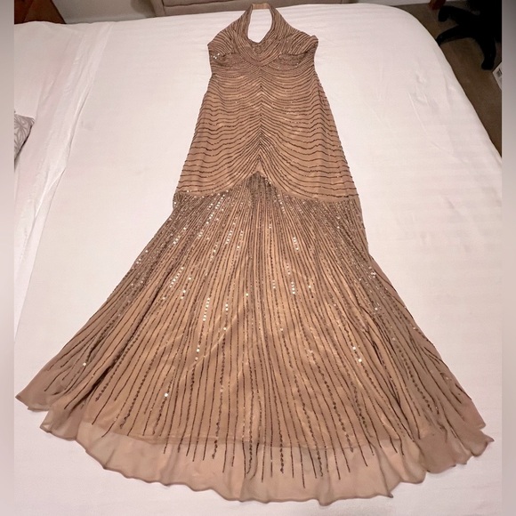 Adrianna Papell Formal Silk Sequin Beaded Event Gown - Picture 13 of 14